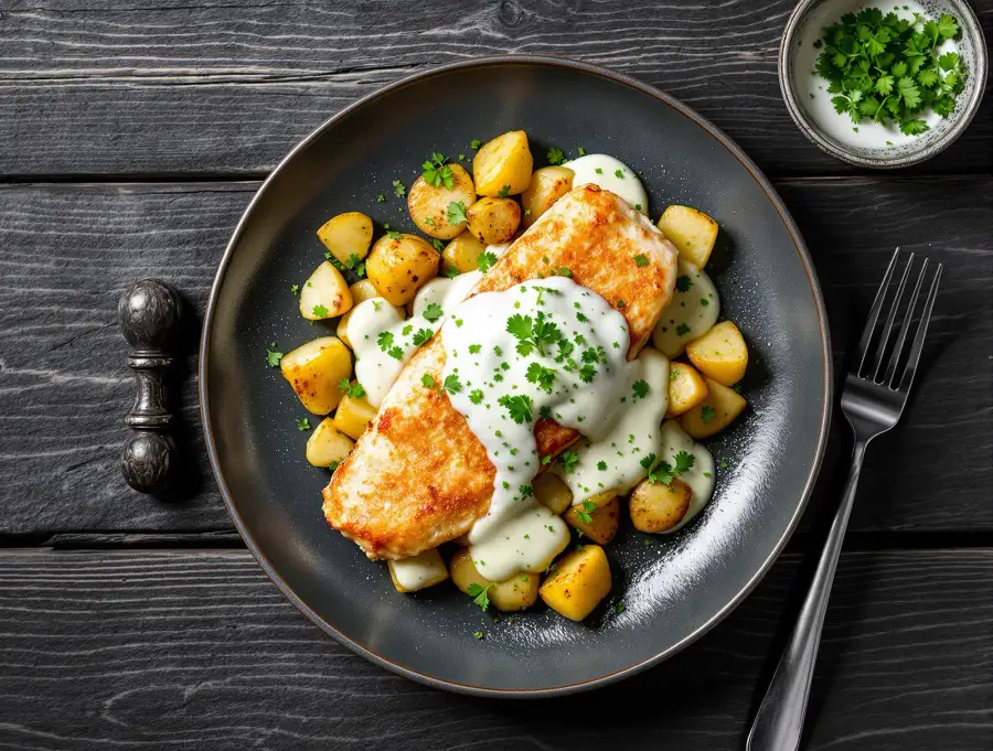 Hornfisk med persillesovs og kartofler